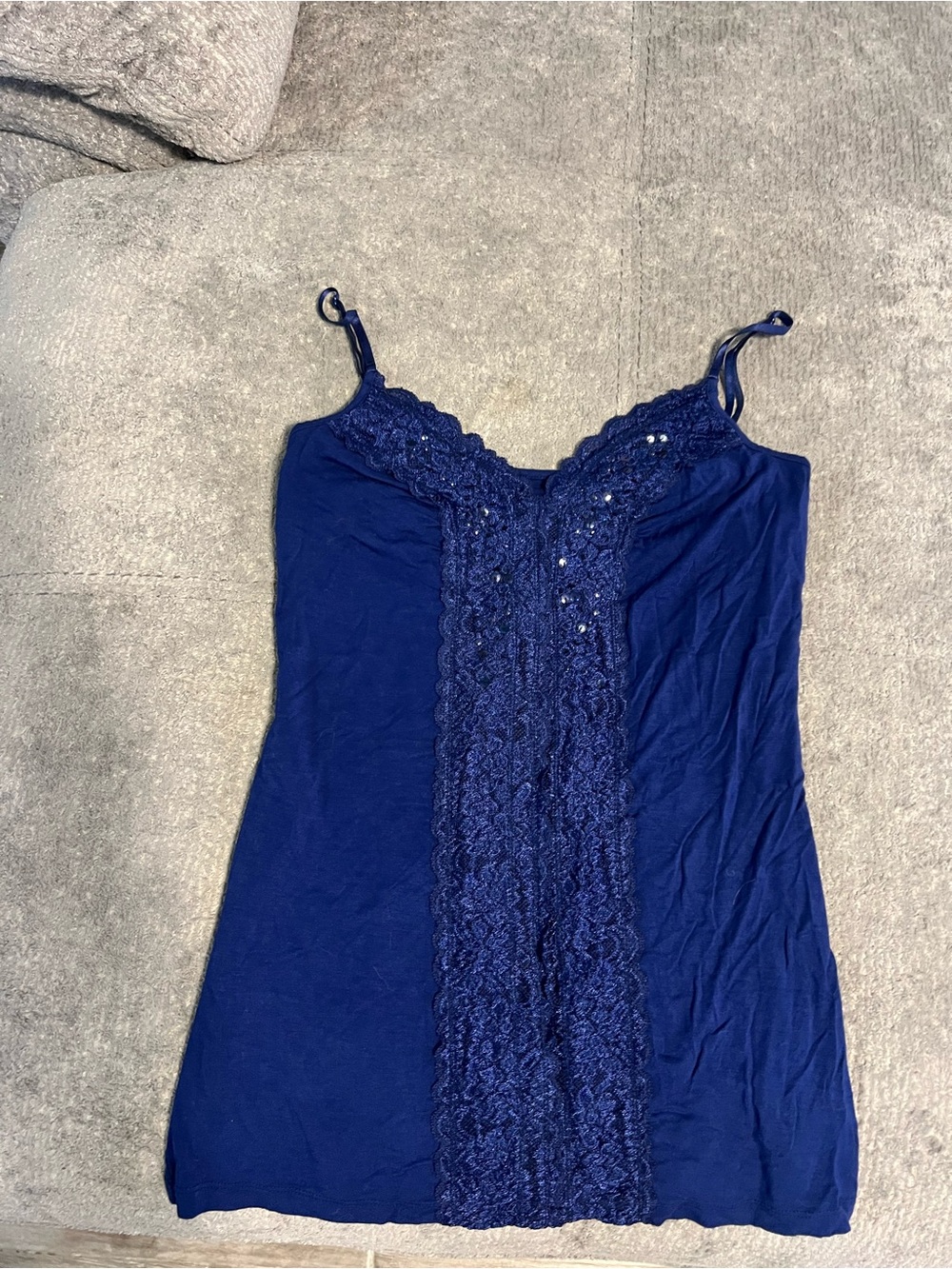 Guess Navy Lace-Front Slip Camisole